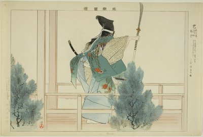 Tomoe, z serii „Obrazy bez występów (Nogaku Zue)” autorstwa Tsukioka Kogyo