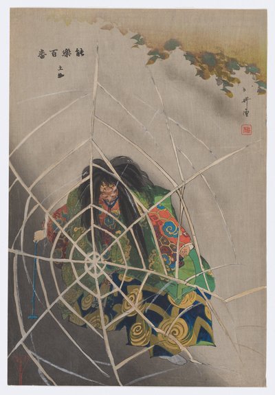 Tsuchigumo, z Odbitek stu sztuk Noh (Nōgaku hyakuban) autorstwa Tsukioka Kogyo