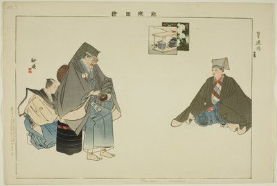 Tsuen (Kyogen), z serii „Obrazy bez występów (Nogaku Zue)” autorstwa Tsukioka Kogyo