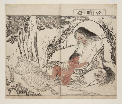 Mother of Kintoki (Kintoki no Haha) (kolorowy drzeworyt) autorstwa Tsukioka Settei