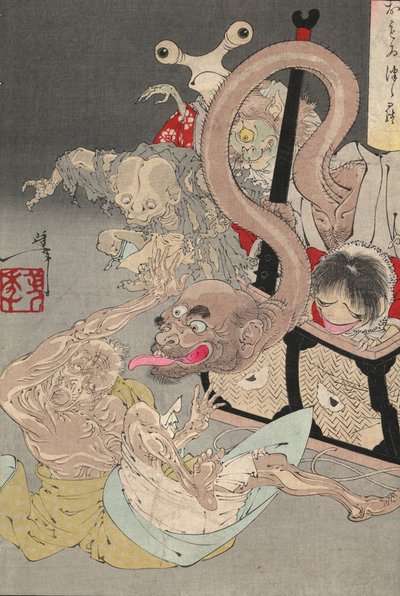 Puszka Pandory, lata 80. XIX wieku autorstwa Tsukioka Yoshitoshi