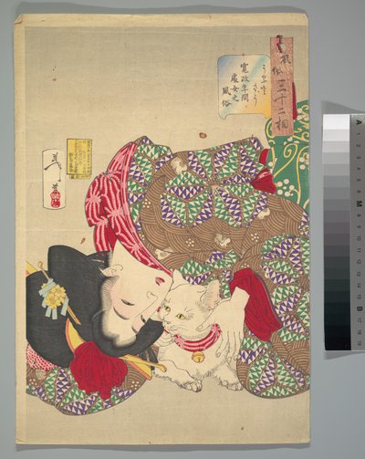 Drażnienie kota autorstwa Tsukioka Yoshitoshi