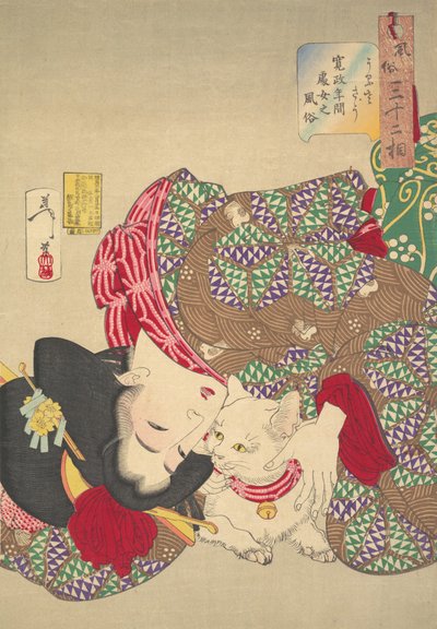 Dokuczanie kota, 1888. autorstwa Tsukioka Yoshitoshi