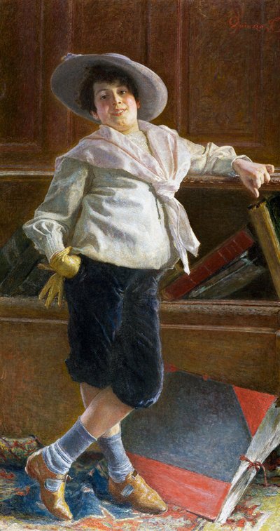 Portret młodzieńca, obraz Tullio Salvatore Quinzio (1858-1918), olej na płótnie, 80x100 cm autorstwa Tullio Salvatore Quinzio