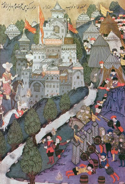 Bitwa pod Nikopolis, 25-28 września 1396, faksymile miniatury przechowywanej w Muzeum Topkapi w Stambule autorstwa Turkish School