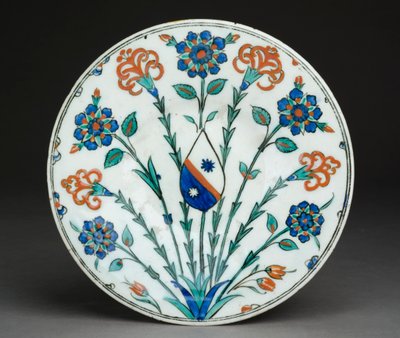 Naczynie z herbem Europy, naczynia z Iznik, turecka, ok. 1570 (pasta kamienna z polichromią pod glazurą) autorstwa Turkish School