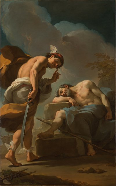 Merkury zamierza ściąć Argusa, c.1770-1775 autorstwa Ubaldo Gandolfi