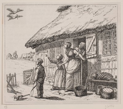 Ilustracja do wiersza Gotfreda Rodea „Storken er kommen” autorstwa Ubekendt