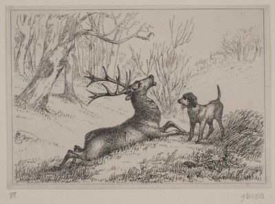 Ilustracja do wiersza „Hjorten” Gotfreda Rode autorstwa Ubekendt