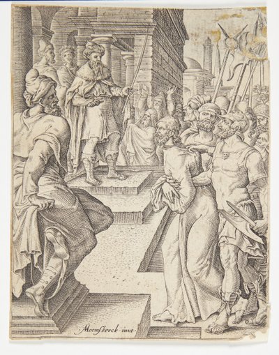Chrystus przed Piłatem autorstwa Ubekendt efter Dirck Volckertsz. Coornhert efter Maarten van Heemskerck
