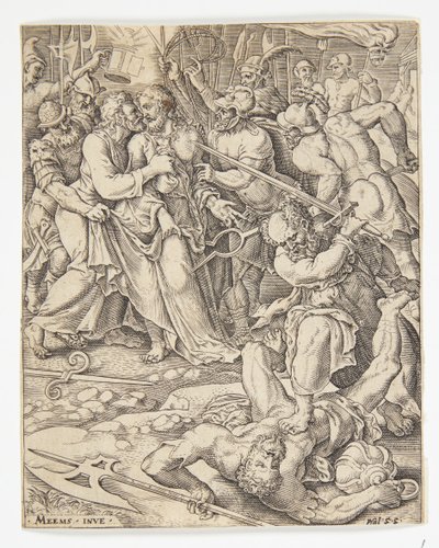 Zdrada Chrystusa autorstwa Ubekendt efter Dirck Volckertsz. Coornhert efter Maarten van Heemskerck