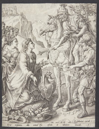 Abigail kojący David autorstwa Ubekendt efter Maarten van Heemskerck