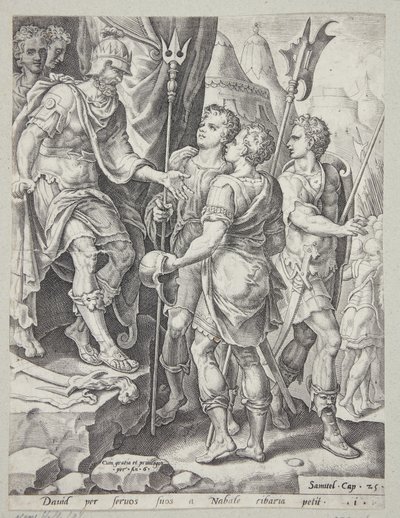 Dawid wysyła posłańców do Nabala autorstwa Ubekendt efter Maarten van Heemskerck