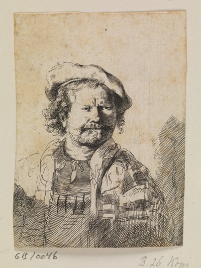 Rembrandt w kaszkiecie i haftowanej sukience autorstwa Ubekendt efter Rembrandt
