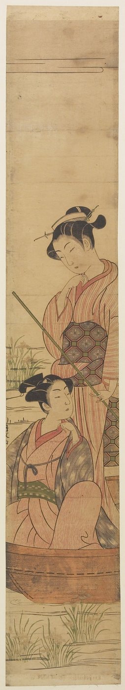 Młoda para w łodzi pod księżycem, ok. 1770-72 autorstwa Uchimasa