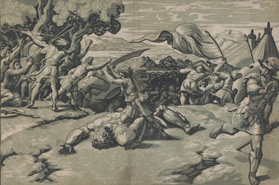 Dawid i Goliat, ca. 1520-27. autorstwa Ugo da Carpi
