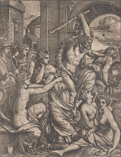 Herkules goniący Chciwość ze Świątyni Muz, ok. godz. 1520-27. autorstwa Ugo da Carpi