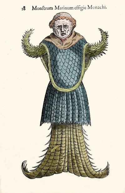 Mnich morski, wyimaginowana ryba i potwór morski autorstwa Ulisse Aldrovandi (1522-1605), „Monstrorum Historiae”, Bolonia 1642 autorstwa Ulisse Aldrovandi