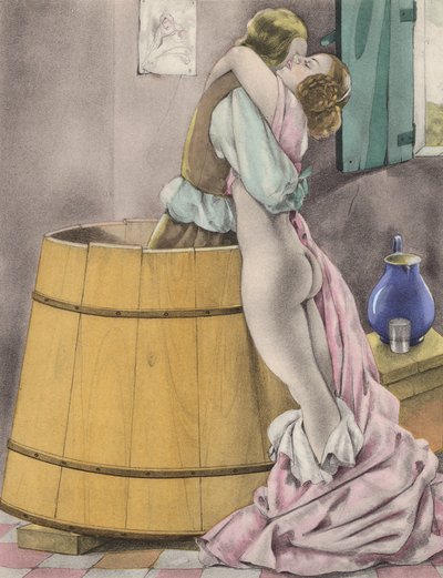 Ilustracja Brunelleschiego do Contes et Nouvelles de La Fontaine (kolorowa litografia) autorstwa Umberto (after) Brunelleschi