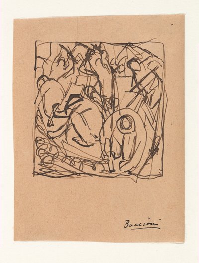Kompositionsstudie für "Die Straßenpflasterer" autorstwa Umberto Boccioni