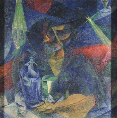 Rozkład postaci kobiety przy stole – Umberto Boccioni (1882-1916), olej na płótnie, 86x86 cm, ok. 1912 autorstwa Umberto Boccioni
