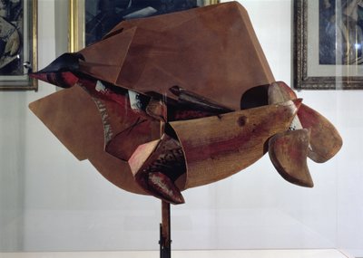 Dynamizm konia w ruchu i domach (media mieszane) autorstwa Umberto Boccioni