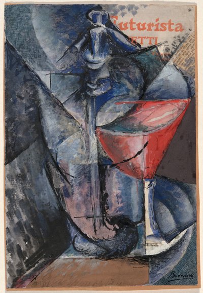Martwa natura: szkło i syfon autorstwa Umberto Boccioni