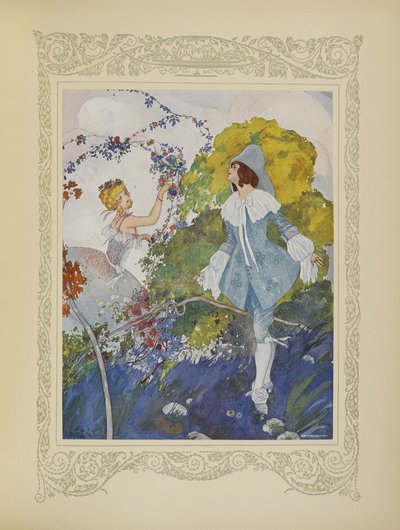 Zobaczył dziewczynę, która była tak piękna, że postanowił się z nią ożenić, ilustracja z „Contes du Temps Jadis”, czyli „Tales from Times Past”, s.110 autorstwa Umberto Brunelleschi