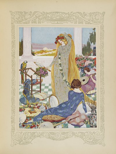 Tutaj wszystkie kobiety chętnie ubierały się jak królowa, ilustracja z „Contes du Temps Jadis”, czyli „Tales from Times Past”, s.18 autorstwa Umberto Brunelleschi