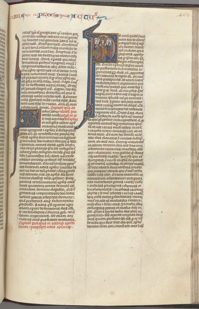 74. 463r, Dz, inicjał historyczny P, Wniebowstąpienie, c. 1275-1300. autorstwa Unbekannt