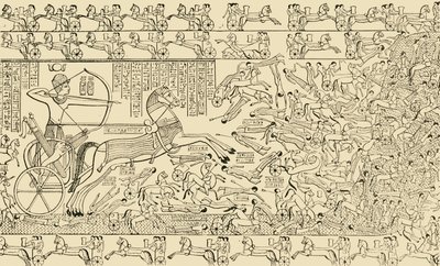 Scena bitewna z Rameseum w Tebach, 1890. autorstwa Unbekannt