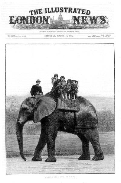 Pożegnalna przejażdżka na Jumbo, londyńskie zoo, 1882 r autorstwa Unbekannt