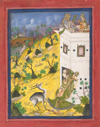 Muzyk oczarowuje antylopę, ca. 1825. autorstwa Unbekannt
