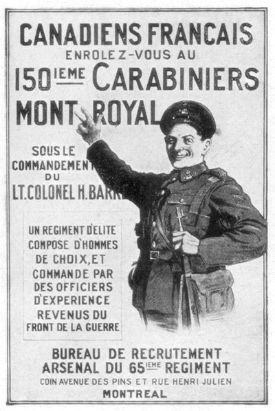 Plakat rekrutacyjny francuskiej armii kanadyjskiej, 1914 autorstwa Unbekannt