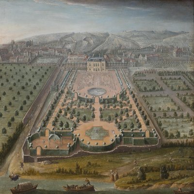 Posiadłość francuska, olej na płótnie, 131 x 130 cm; Szkoła francuska, początek XVIII wieku autorstwa Unbekannt