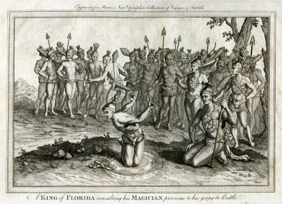 Król Florydy konsultujący się ze swoim Magiem przed jego pójściem do Bitwy, ok. 1760 r. autorstwa Unbekannt