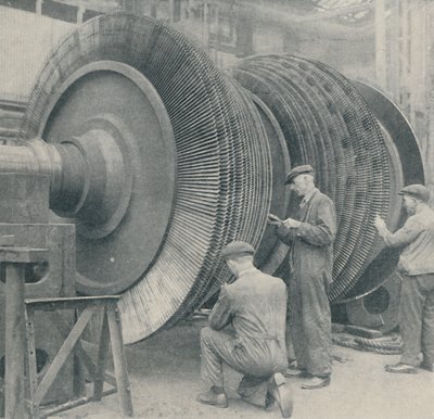 Wirnik z wieloma łopatkami dla jednej z niskociśnieniowych turbin Queen Mary, 1937 autorstwa Unbekannt