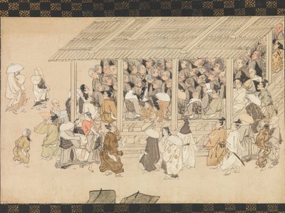 Spotkanie Nenbutsu w Ichiya, Kyoto, z Ilustrowanej biografii mnicha..., koniec XIV wieku autorstwa Unbekannt