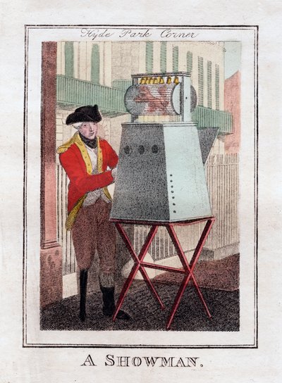 Showman, Hyde Park Corner, Londyn, 1805 autorstwa Unbekannt