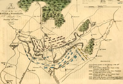 Szkic bitwy pod Waterloo, 18 czerwca 1815, 1816. autorstwa Unbekannt