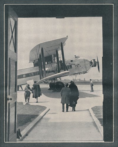 Symbol współczesnego świata - pasażerowie wsiadający na lotnisko Croydon, ok. 1935 r. autorstwa Unbekannt