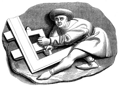 Praktykant stolarski przy próbnym wyrobie, XV w. 1849 r. autorstwa Unbekannt