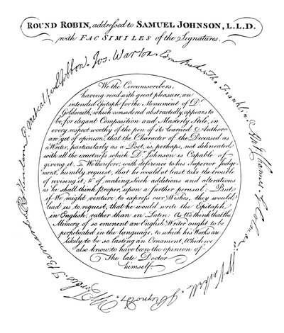 Faksymile płyty w pierwszym wydaniu Boswells Life of Johnson, 1907 autorstwa Unbekannt