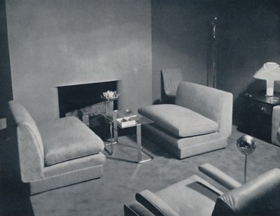 Grupa kominkowa w salonie projektu Russela Wrighta, 1935 autorstwa Unbekannt