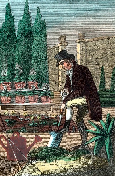 Ogrodnik kopiący łopatą, 1821 autorstwa Unbekannt