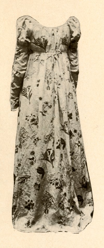 Suknia z perkalu z płowo-szkliwionego perkalu, noszona przez Madame Chevalier, c1795, 1937. autorstwa Unbekannt