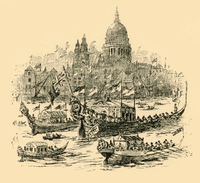 Wielka procesja zdobionych barek z Whitehall do Limehouse, 1907. autorstwa Unbekannt