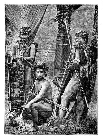 Grupa Dajaków, ok. 1900 autorstwa Unbekannt