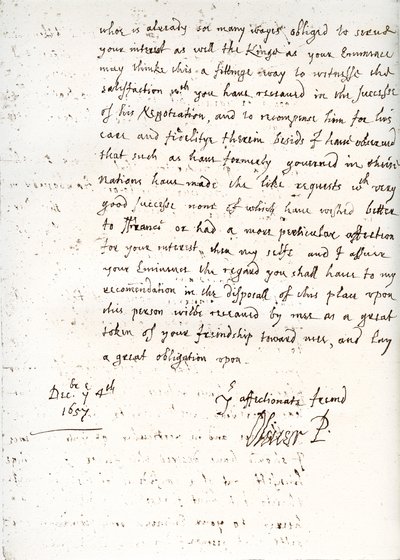 List Olivera Cromwella do kardynała Mazarina, 4 grudnia 1657, 1899 autorstwa Unbekannt