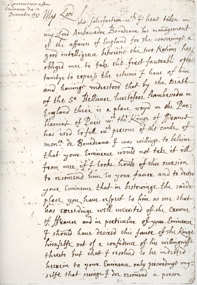 List Olivera Cromwella do kardynała Mazarina, 4 grudnia 1657, 1899 autorstwa Unbekannt
